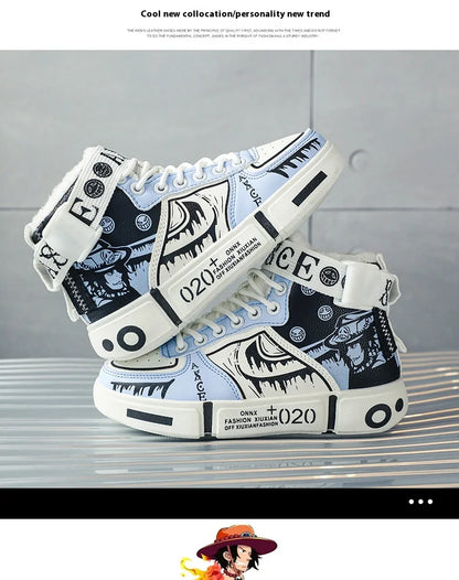Boys' high-top sneakers Autumn new style children's sports shoes Buckle student soft-soled fleece casual shoes