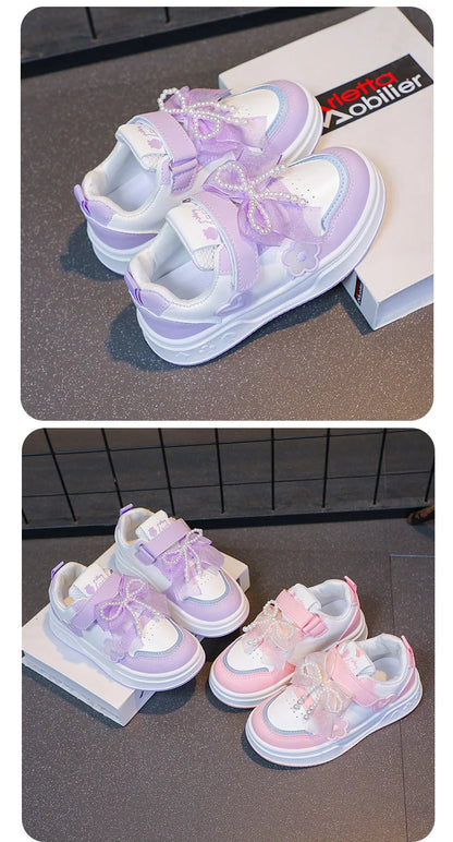 Girls Athletic Shoes Lightweight Princess Casual Sneakers Non Slip Soft Sole Toddler Kids School Tennis Fashion Shoes for Girls