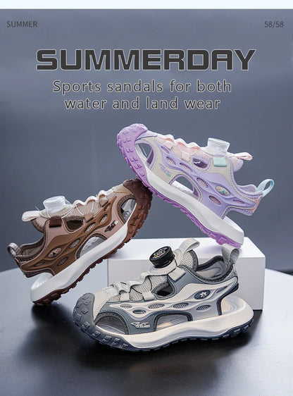 Kids Summer Shoes Girls Outdoor Protecting Toes Beach Sandal Water Shoes Casual Pink Non-slip Children Shoes Breathable Boys