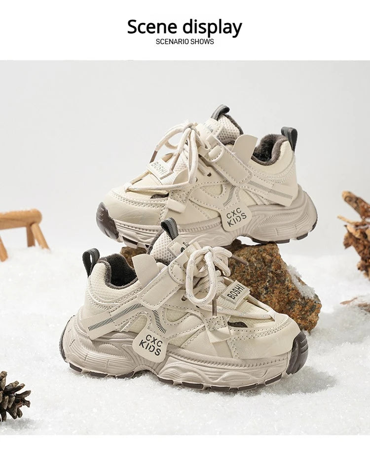 Boys Casual Shoes Non Slip Children Fashion School Walking Running Shoes Sport Kids Leather Sneakers Four Season Size 27-37
