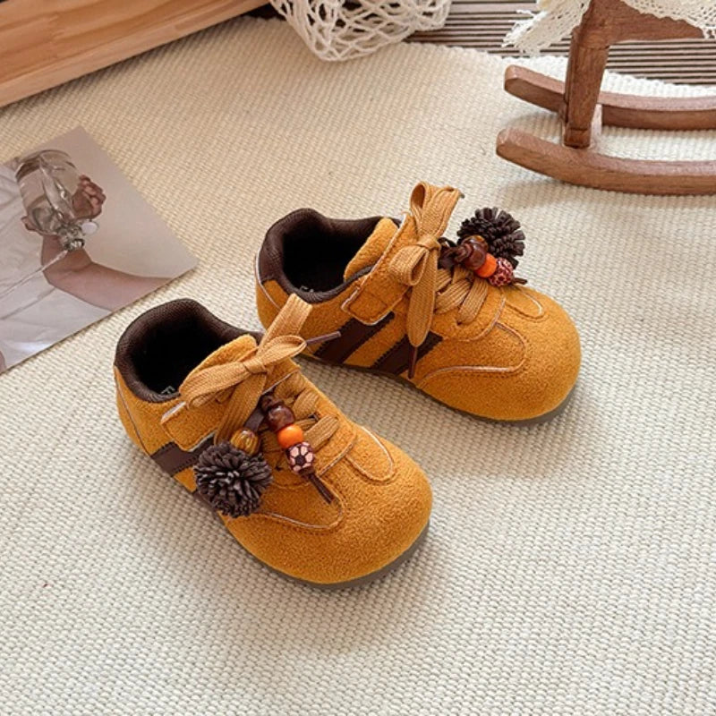 Girls Casual Sneakers Autumn New Toddler Flat Shoes Flower Children Retro Classic Fashion Non-slip Kids Running Sport Shoes