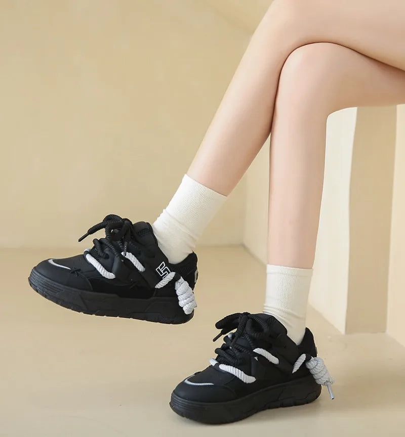 Trendy Women's Men Chunky Sneakers Versatile Casual Thick Soled Board Shoes Female Little White Shoes Walking Shoe Hombre Mujer