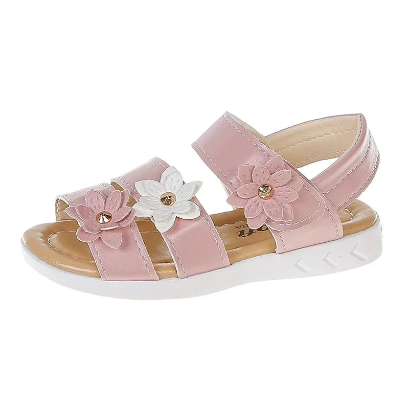 Children's Summer Sandals Sweet Chic Floral Sandals for Pretty Girls Fashion Princess Versatile Kids Wedding Party Flat Sandals