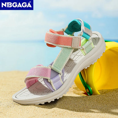 Summer Children Girls' Breathable Sport Sandals Non-Slip Soft Sole Outdoor Beach Shoes Kids Casual Waking Sandals Size 30-38