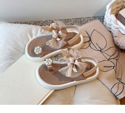 Girls' Elegant Sandals - Versatile & Stylish For Indoor/Outdoor, Beach-Ready Princess Shoes With Beaded Tassels, Breathable & Li