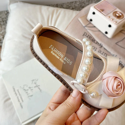 Elegant Girl's Shoes for Wedding Party Chic Flower Kids' Causal Leather Shoes Fashion Sweet Versatile Children Princess Shoes
