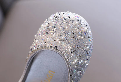 Girl's Princess Shoes Summer Glimmer Round Toe Party Dance Flat Shoe for Girls Spring Size 21-36 Infant Children Mary Janes