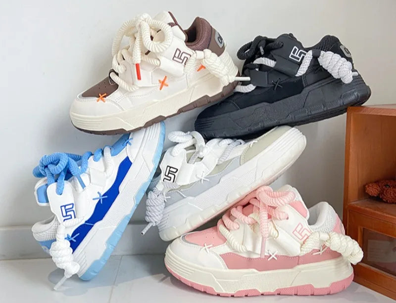 Trendy Women's Men Chunky Sneakers Versatile Casual Thick Soled Board Shoes Female Little White Shoes Walking Shoe Hombre Mujer
