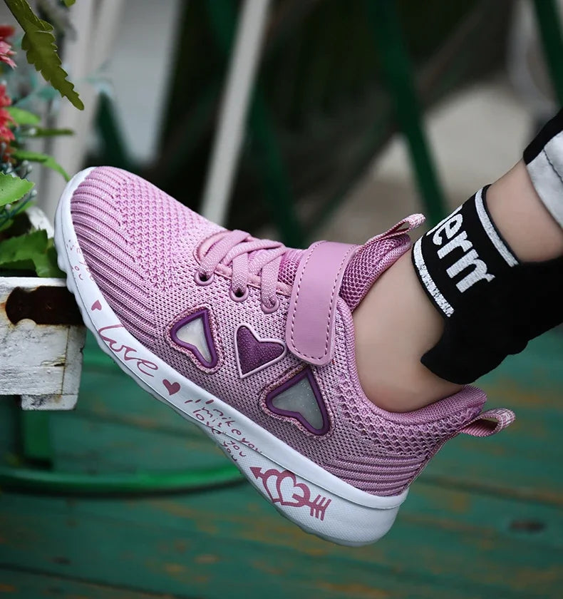 Girls Casual Shoes Children Light Mesh Sneakers Kids Summer Autumn Tenis Cute Sport Cartoon Running Sock Footwear Female