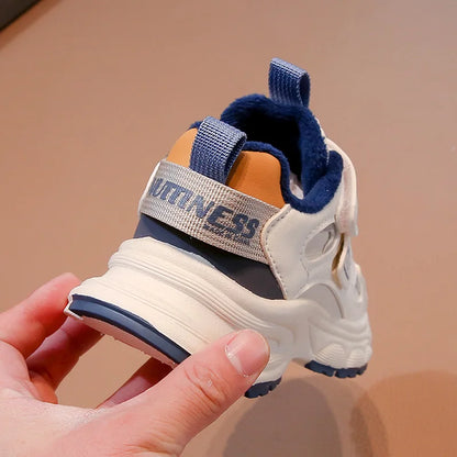 Warm Winter Kids Sneakers: PU Leather, Anti-Slip Rubber Sole, Lightweight Sports Shoes for Boys & Girls