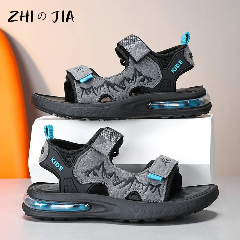 Summer New Children's Sports Sandals Boys Open Toe Air Cushion Sandals Water Beach Shoes Youth Lightweight Comfortable Slippers