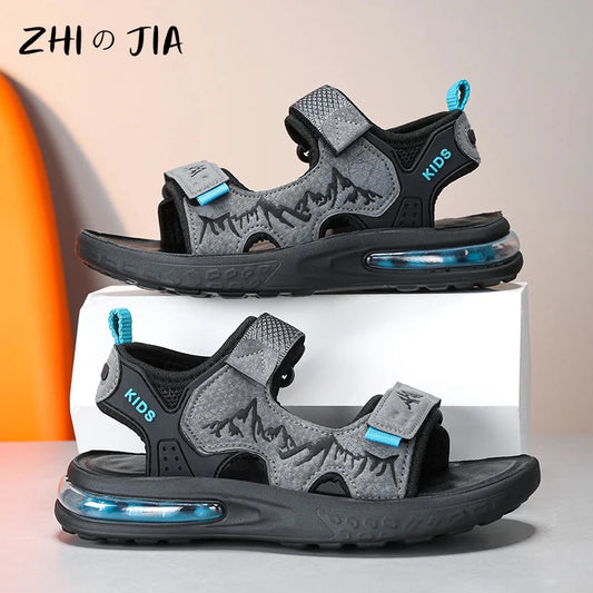 Summer New Children's Sports Sandals Boys Open Toe Air Cushion Sandals Water Beach Shoes Youth Lightweight Comfortable Slippers