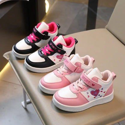 Children's Sports Shoes Spring and Autumn New Cute Girls' Sneakers Versatile Soft Breatheable Hook & Loop Fashion Kids Shoe