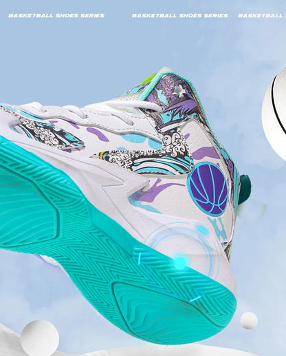 Fashion Basketball Shoes for Kids High-top Sneakers Children Casual Sports Shoes Ankle-protected Anti-slippery Gym Trainers Boys