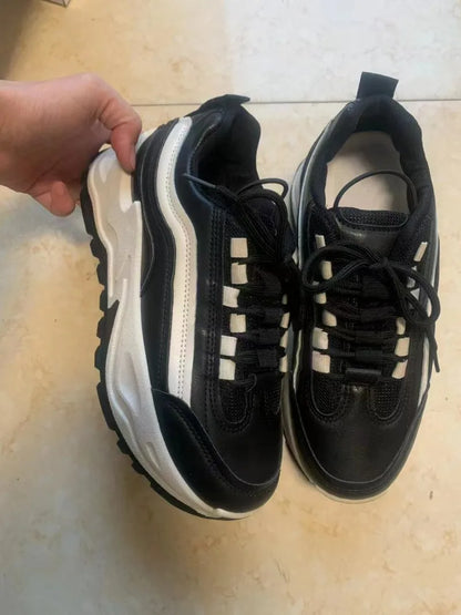 Women's Sneakers Trend Height Increasing Platform Shoes Breathable Casual Sports Shoes for Women Black Vulcanized Shoes Sneakers