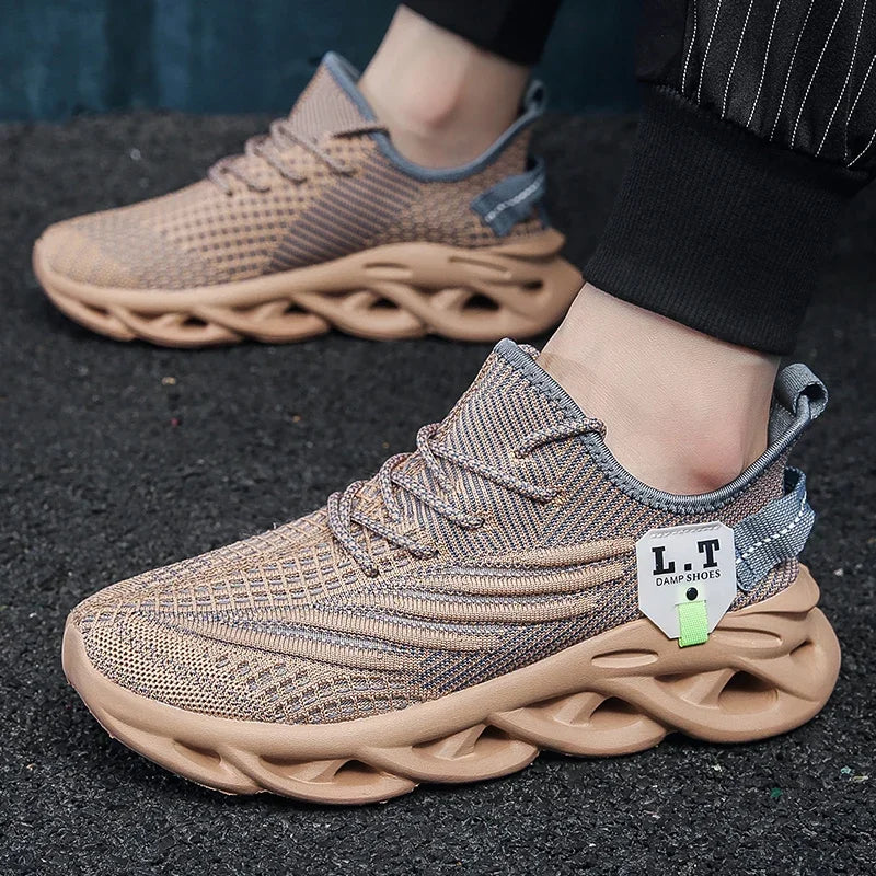 Men Sports Running Black Jogging Shoes Casual Sneakers Outdoor Breathable Mesh Women Light Shock-absorption Black Tennis
