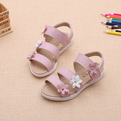 Girls Sandals Gladiator Flowers Sweet Soft Children's Beach Shoes Kids Summer Floral Sandals Princess Fashion Cute High Quality