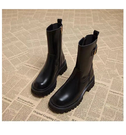 Women's Boots Designer Heeled Shoes Leather Retro Ankle Boots Fashion Goth Chelsea Boots New Walking Cozy Dress Mujer Botas