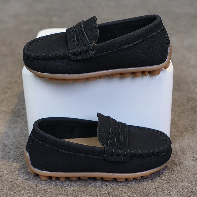 Boys Moccasins Shoes Fashion Solid Color Kids School Causal Shoes Breathable Non-slip Children Slip-on Flats Loafers Size 21-30