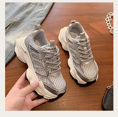 Women Sneakers Autumn Fashion Breathable Casual Shoes Women Mesh Lace Up Comfort Platform Vulcanize Shoes Zapatillas De Mujer