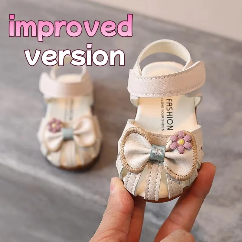 Kids Summer Sandals Todler Girl Shoes Bow Baby Girl Sandal 0-3 Years Beige Pink