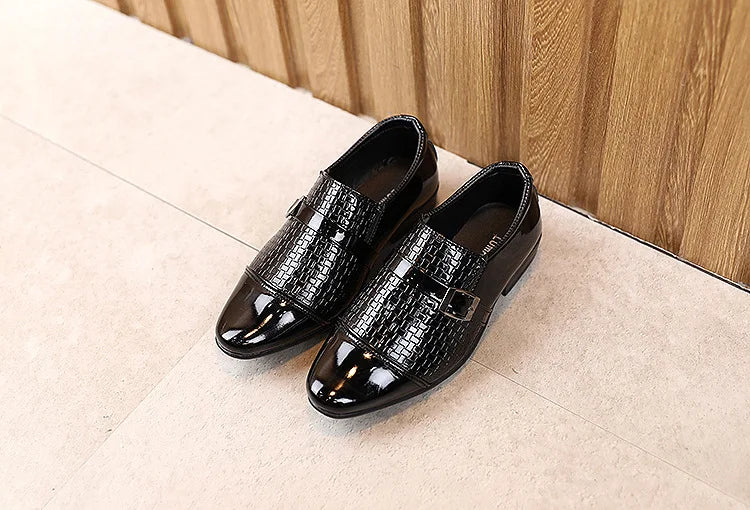 Kids Boys Girls Leather Shoes Students Boys Girls Soft Bottom Performance Shoes Black Fashion  Flower Kids Ceremonial Footwear
