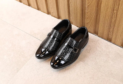 Kids Boys Girls Leather Shoes Students Boys Girls Soft Bottom Performance Shoes Black Fashion  Flower Kids Ceremonial Footwear