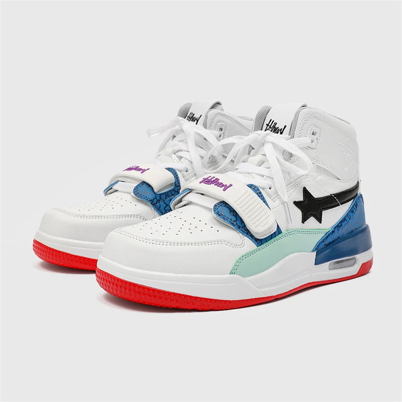 Mens Casual Sneakers High-tops Sneakers Trendy Boys Basketball Sports Tennis Shoes Outdoor Off-road Shoes Couple Sneakers