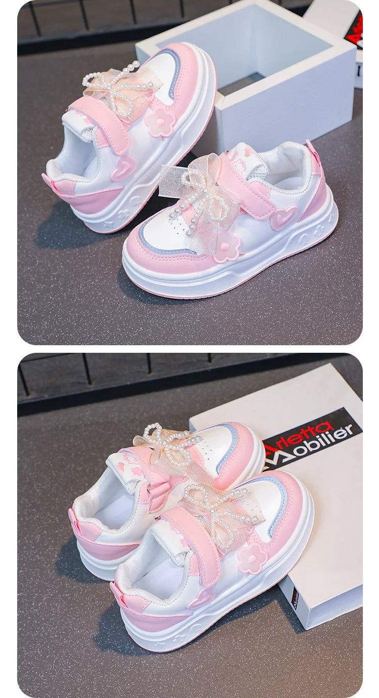 Girls Athletic Shoes Lightweight Princess Casual Sneakers Non Slip Soft Sole Toddler Kids School Tennis Fashion Shoes for Girls