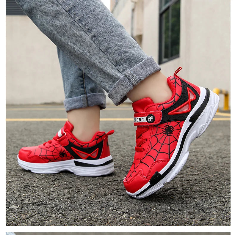 Kids Shoes Boys Sneakers Red PU Leather Children Sneakers New Fashion Casual Fashion Sports Outdoor Running Tennis Shoes for Boy