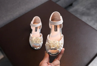 Girls Rhinestone Flower Shoes Low Heel Flower Wedding Party Dress Pump Shoes Princess Shoes For Kids Toddler
