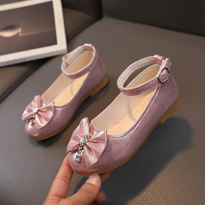 Girls Summer Versatile Rhinestone Fine Glitter Shoes Children Korean Version Bow Princess Sandals Girl Fashion Show Casual Shoes