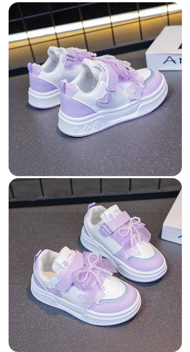 Girls Athletic Shoes Lightweight Princess Casual Sneakers Non Slip Soft Sole Toddler Kids School Tennis Fashion Shoes for Girls