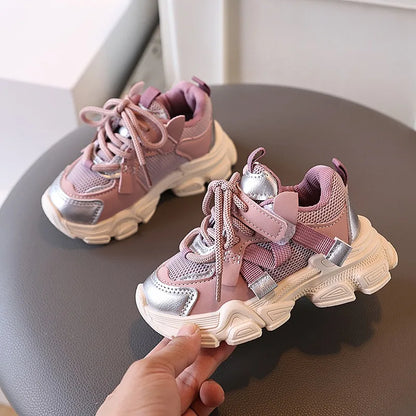 Girls & Boys Casual Sneakers Soft Sole Sports Shoes For Child Autumn colorful