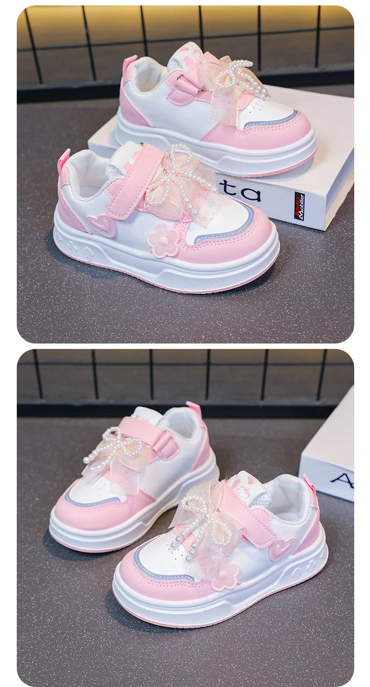 Girls Athletic Shoes Lightweight Princess Casual Sneakers Non Slip Soft Sole Toddler Kids School Tennis Fashion Shoes for Girls