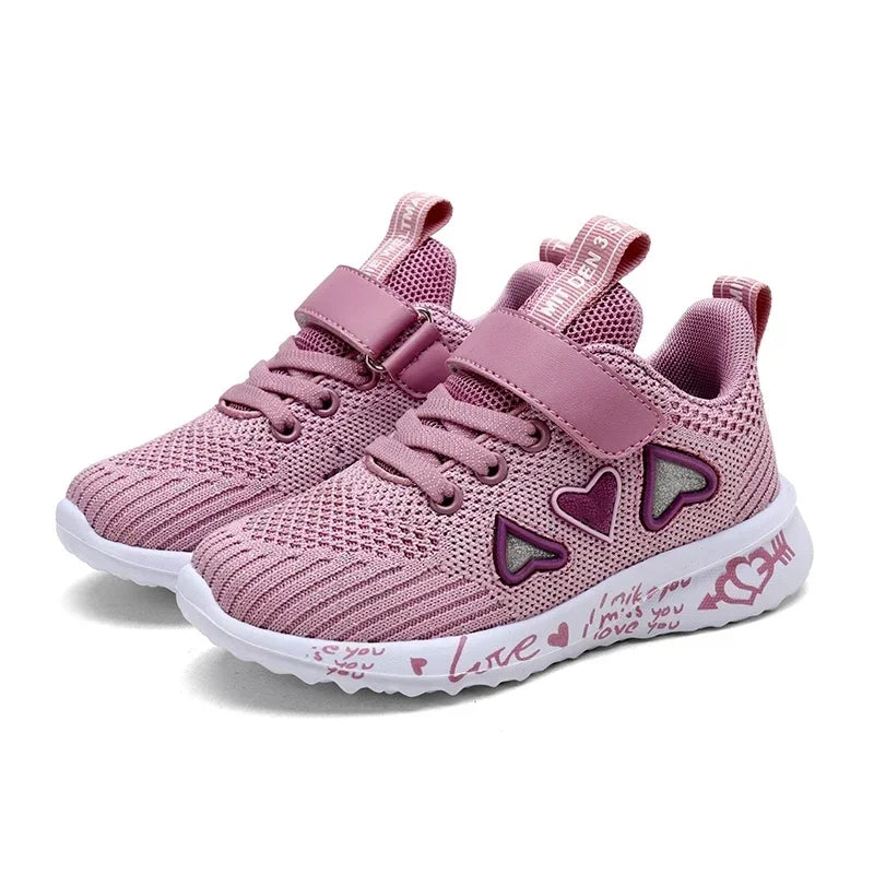 Girls Casual Shoes Children Light Mesh Sneakers Kids Summer Autumn Tenis Cute Sport Cartoon Running Sock Footwear Female