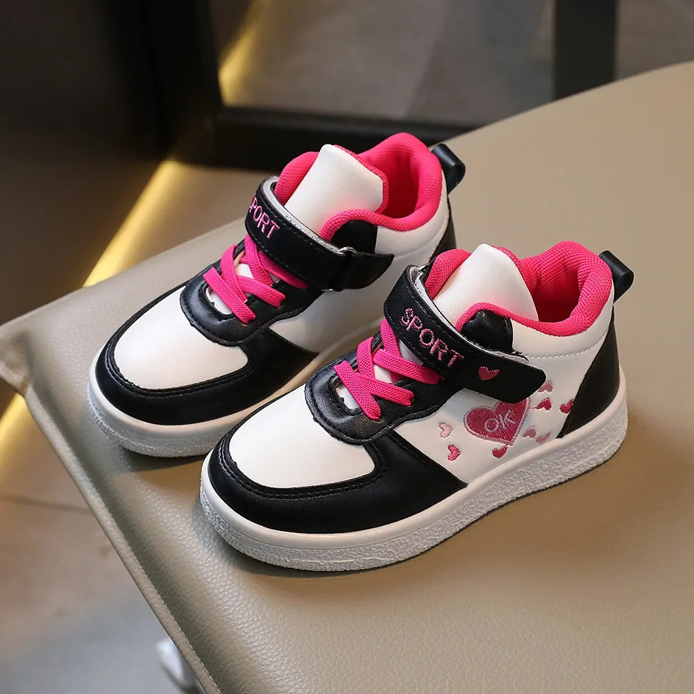Children's Sports Shoes Spring and Autumn New Cute Girls' Sneakers Versatile Soft Breatheable Hook & Loop Fashion Kids Shoe