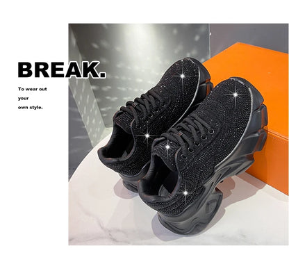 Shoes for Women New Shiny Rhinestone Women's Sneakers Shoes Autumn Korean Fashion Thick Sole Sports Shoes Zapatos De Mujer