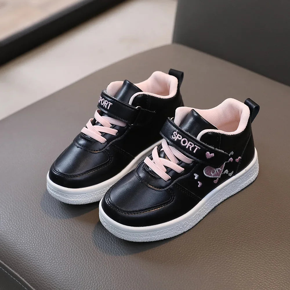 Children's Sports Shoes Spring and Autumn New Cute Girls' Sneakers Versatile Soft Breatheable Hook & Loop Fashion Kids Shoe