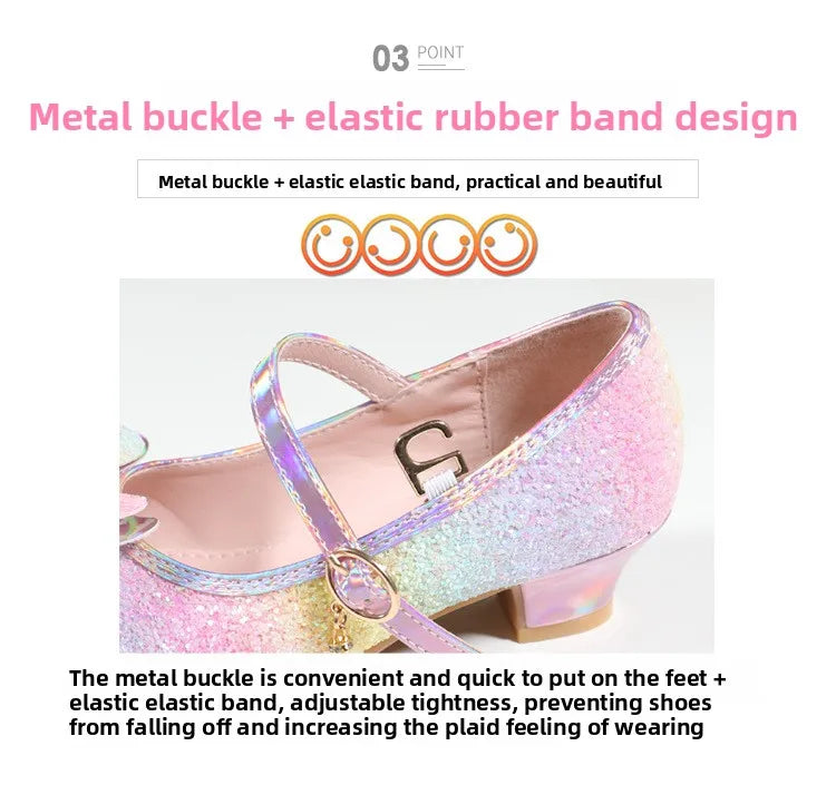Girls High Heel Dress Shoes Children Princess Marijane Wedding Party High Heels Female  Bridesmaid Kid Show Single Leather Shoes