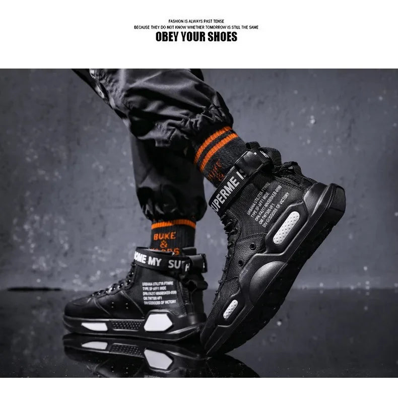Mens Casual Sneakers High-tops Sneakers Trendy Boys Basketball Sports Tennis Shoes Outdoor Off-road Shoes Couple Sneakers
