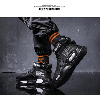Mens Casual Sneakers High-tops Sneakers Trendy Boys Basketball Sports Tennis Shoes Outdoor Off-road Shoes Couple Sneakers