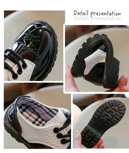 Boys Girls Fashion Leather Shoes 2025 Children New Style Oxfords Kids Flats for Baby School Party Formal Wedding Leather Shoes