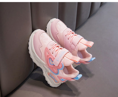 Children's Running Shoes Girls Sneakers Fashion Classic Hot Sale Kids School Casual Sports Shoes Anti-skid Pink with Love Heart