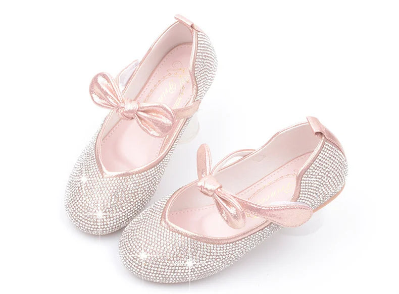 Girls Wedding Shoes Glitter New Brand Flat Heels Children Princess Sandals Dance Kids Fashion Party Shoes with Pearl