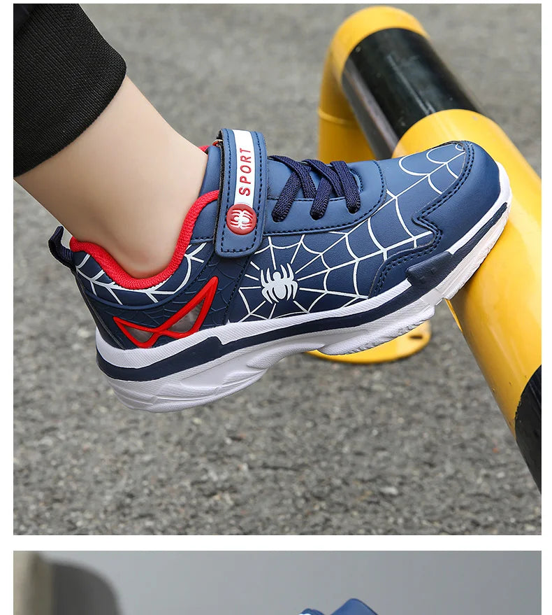 Kids Shoes Boys Sneakers Red PU Leather Children Sneakers New Fashion Casual Fashion Sports Outdoor Running Tennis Shoes for Boy