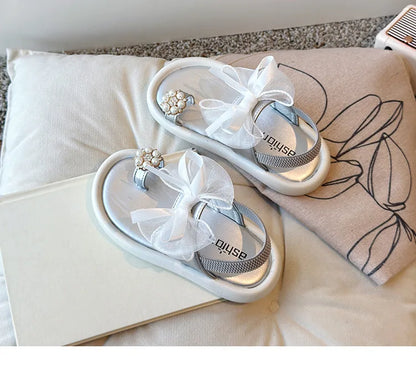 Girls' Elegant Sandals - Versatile & Stylish For Indoor/Outdoor, Beach-Ready Princess Shoes With Beaded Tassels, Breathable & Li