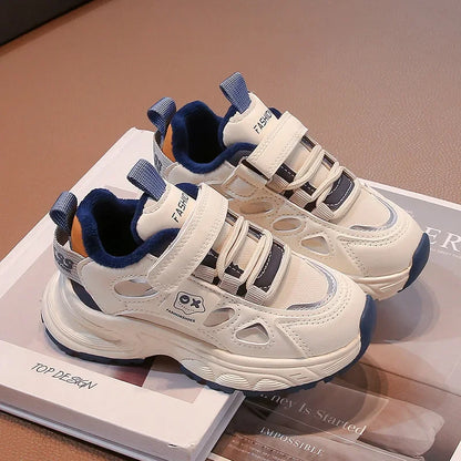Warm Winter Kids Sneakers: PU Leather, Anti-Slip Rubber Sole, Lightweight Sports Shoes for Boys & Girls