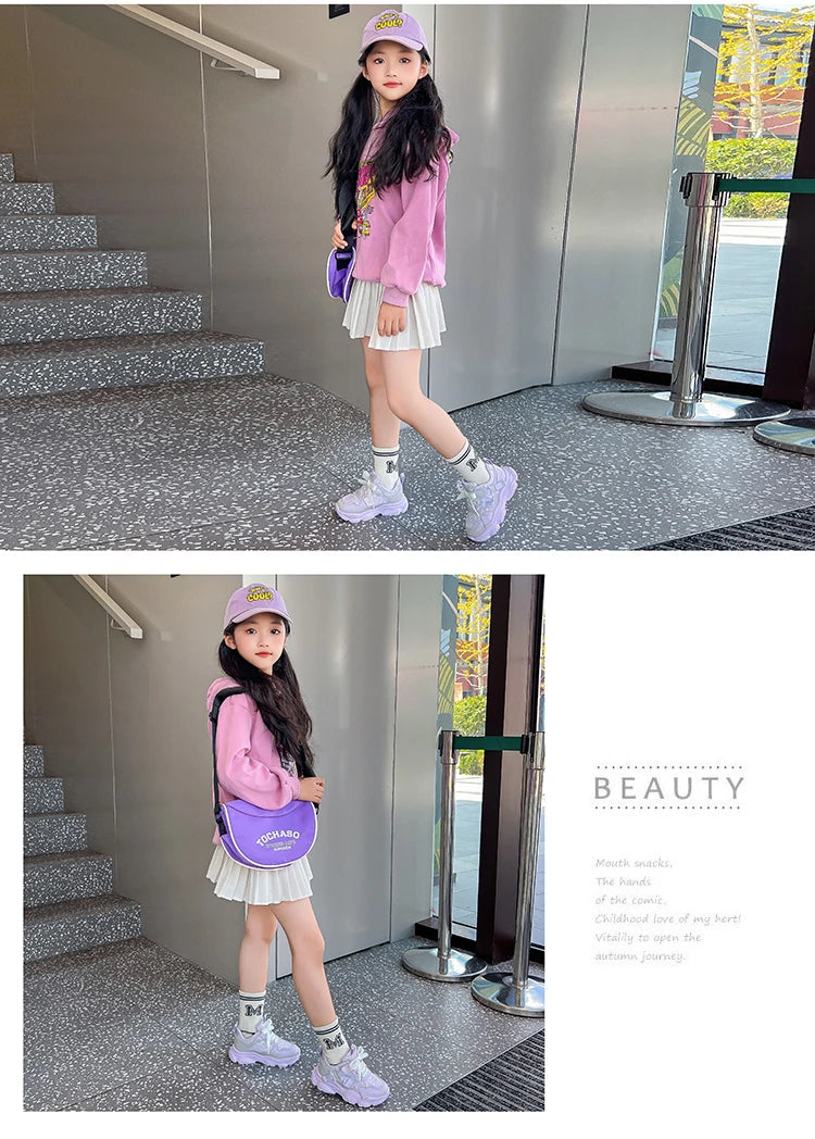 Fashion Versatile Sneakers for Girls 2026 New Autumn Toddler Running Shoes Soft Sole All-day Comfort Kids School Sports Sneakers
