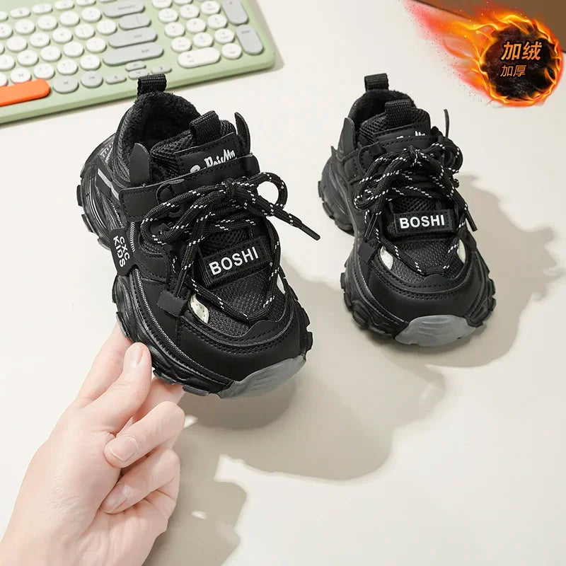 Boys Casual Shoes Non Slip Children Fashion School Walking Running Shoes Sport Kids Leather Sneakers Four Season Size 27-37